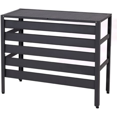 [JAMAIS UTILISÉ] Habillage en aluminium pour climatiseur/pompe à chaleur HHG-944, couverture grille de protection étagère pour plantes, métal 73x90x38cm, gris