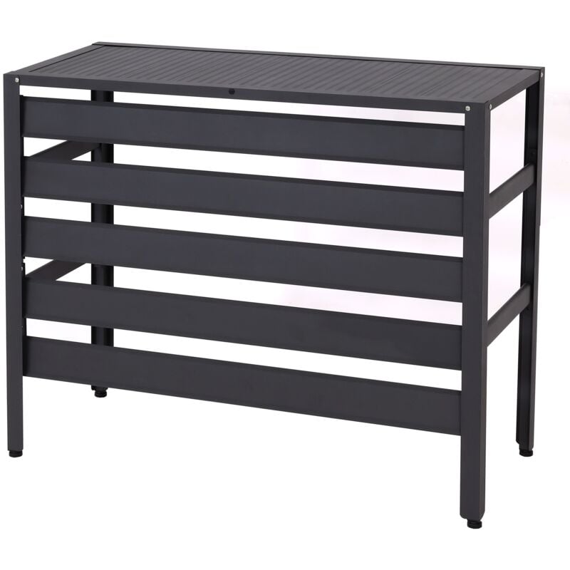 HHG - Habillage en aluminium pour climatiseur/pompe à chaleur 944, couverture grille de protection étagère pour plantes, métal 73x90x38cm, gris