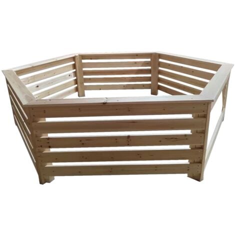 Habillage Habrita Foresta HAB 2722 BN bois hexagonal pour spas et piscines gonflables 2,77x2,21x0,71m