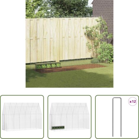 Habitat esterno -  Gabbia per Conigli Argento 300 x 100 x 210 cm Acciaio zincato