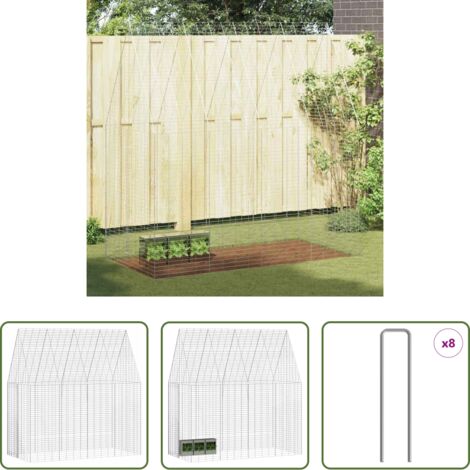 Habitat esterno -  Gabbia per Conigli Argento 400 x 100 x 210 cm Acciaio zincato