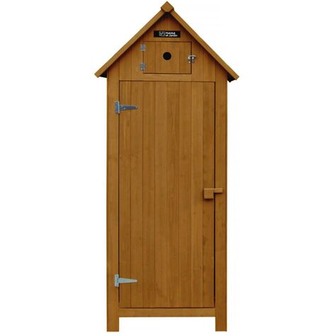 Habitat Et Jardin – Armoire de jardin Cabanon en bois de sapin naturel – Résistante à la pluie – Dimensions 77 x 54 x 179 cm – 3 étagères incluses