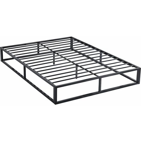 Habitat Et Jardin – Cadre de lit en métal 140 x 190 cm – Structure en tube acier – 30 lattes pour soutien optimal – Charge maximale 200 kg