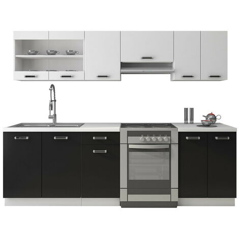 Habitat Et Jardin – Cuisine complète Tucson 240x60cm – Plan de travail stratifié 180cm – Durable et facile d'entretien – Pour espaces modernes