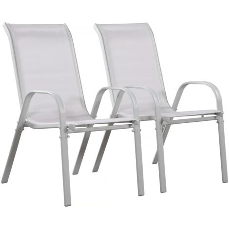Habitat Et Jardin – Lot de 2 fauteuils de jardin Textilène Cordoba – Acier et Textilène – Empilables – Charge max 150 kg – Hauteur d'assise 40 cm