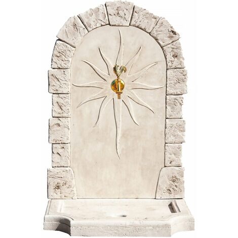 Habitat Et Jardin – Fontaine de jardin Calypso en pierre reconstituée – Dimensions 62x40x93 cm – Résistante aux intempéries – Robinet en laiton inclus