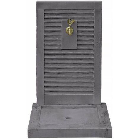 Habitat Et Jardin – Fontaine de jardin en pierre reconstituée grise – Dimensions 57 x 42 x 87 cm – Résistante aux intempéries – Avec robinet en laiton