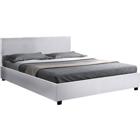 Habitat Et Jardin – Lit coffre 140 x 190 cm – Rangement intégré – Polyester blanc – Dimensions 147 x 202 x 86,5 cm – Poids maximum 220 kg