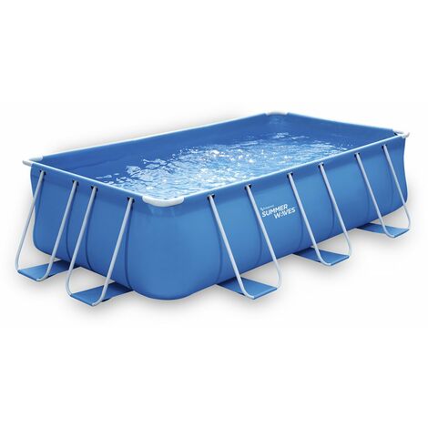 Habitat Et Jardin – Piscine tubulaire rectangulaire 4 x 2 x 1 m – Construction en PVC 3 couches – Filtration cartouche RX600 – Échelle de sécurité incluse
