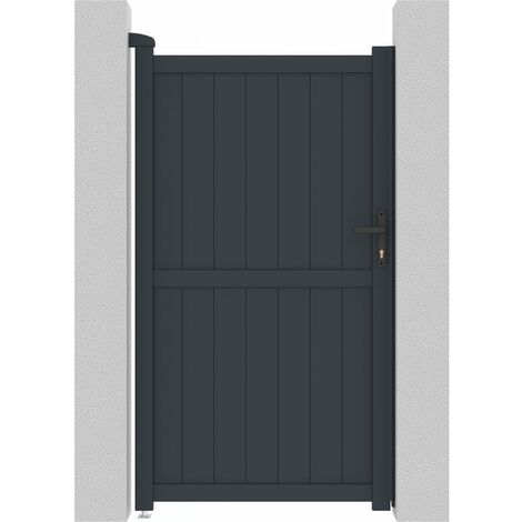 Habitat Et Jardin – Portillon aluminium plein 101 x 181 cm – Résistant aux intempéries – Protection optimale – Couleur gris – Serrure incluse