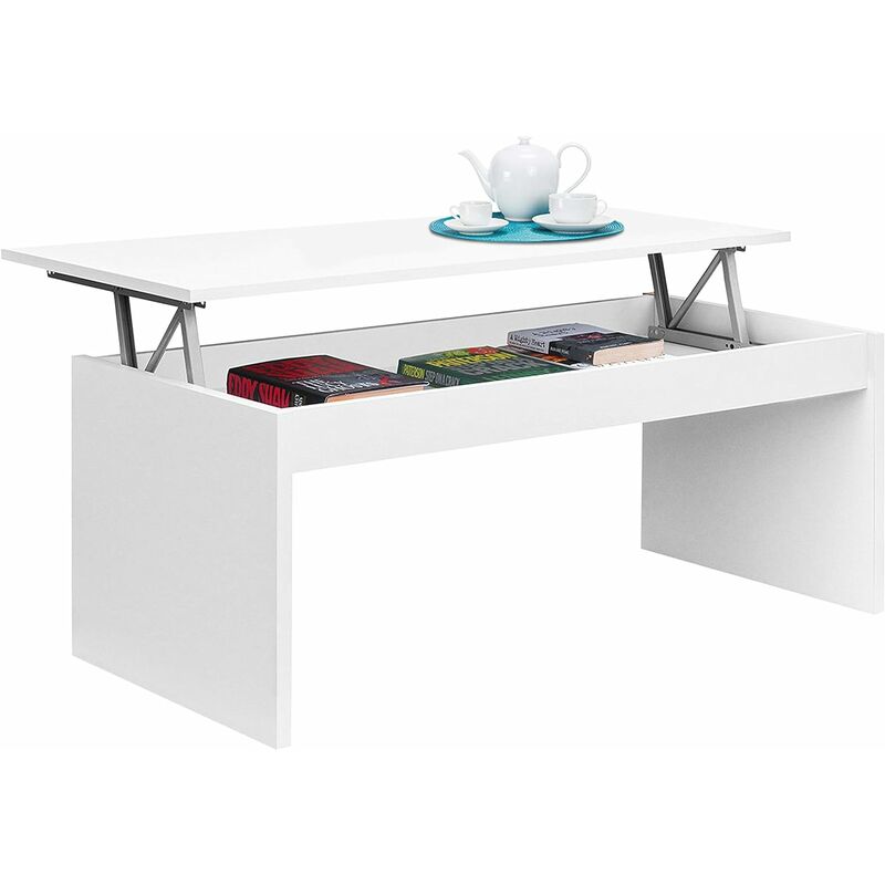 001638BO - Table Basse modèle Zenit, Table pour mobilier de Salle à Manger en Couleur Blanc Brillant, mesures: 102 cm (Largeur) x 43/52 cm (Hauteur)
