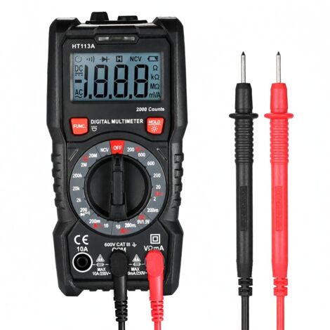 HABOTEST 2000-Count-Digitalmultimeter (berührungslos), misst Wechsel- und Gleichstrom sowie Widerstand, prüft Durchgang und NCV-Dioden, hintergrundbeleuchtetes LCD-Display
