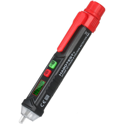 HABOTEST HT100P Crayon de test sans contact LCD Testeur de tension numérique Phase AC et détecteur avec alarme sonore et lumineuse Électroscope portable de type stylo NCV Réglage de la sensibilité Séq