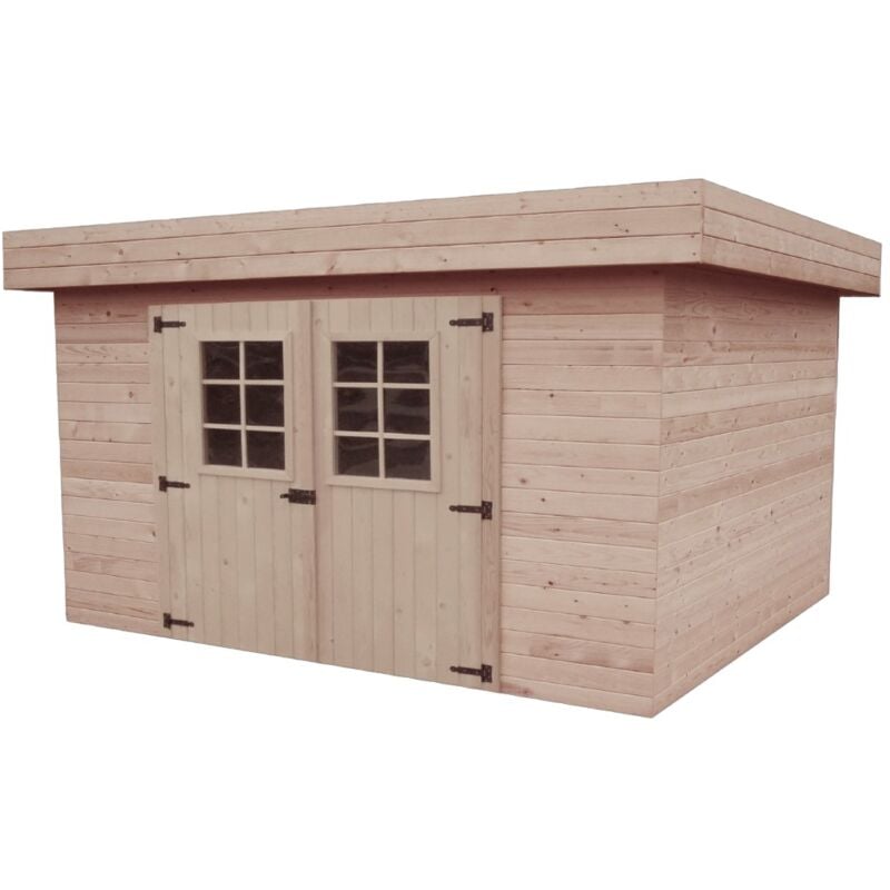 Habrita - Abri Kemper Mono Pente 11,36 m² – Épicéa Massif 28 mm – Bac Acier – Sans Plancher