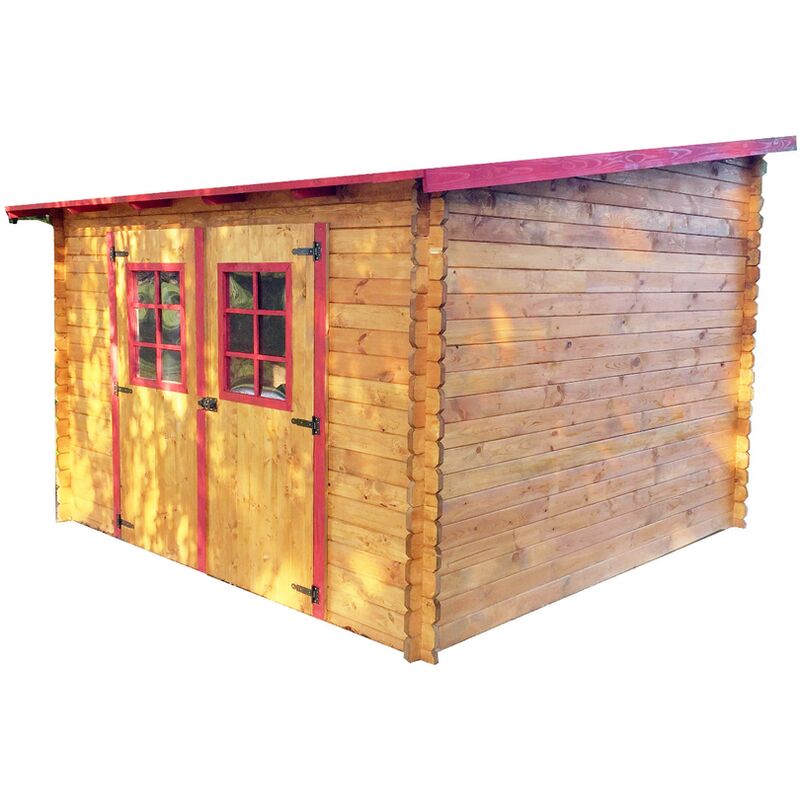 Habrita - Abri madriers massifs à toit multidirectionnel 7.86 m² bi-chromatées la3030.02