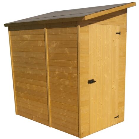 Habrita – Abri mural range-vélos-scooters-motos 2,27 m2 – Panneaux épicéa massif 16 mm – Porte latérale 0,80 x 1,80 m – Couverture bitumée