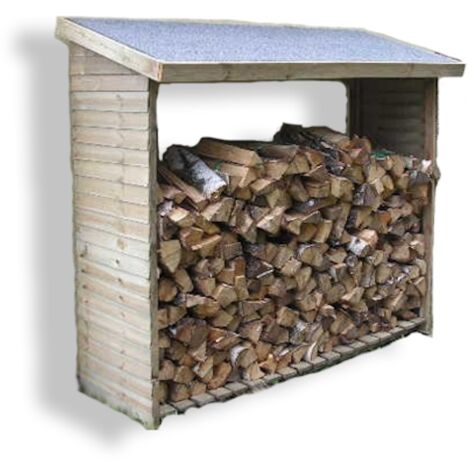 Habrita – Abri range-bûches mural 2 stères – Dimensions 1,88x0,86/0,65x1,87/1,63m – Bois massif épicéa traité autoclave – RB18869