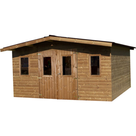 Habrita Abri THERMABRI madriers sans plancher, toit double pente 15,14 m²