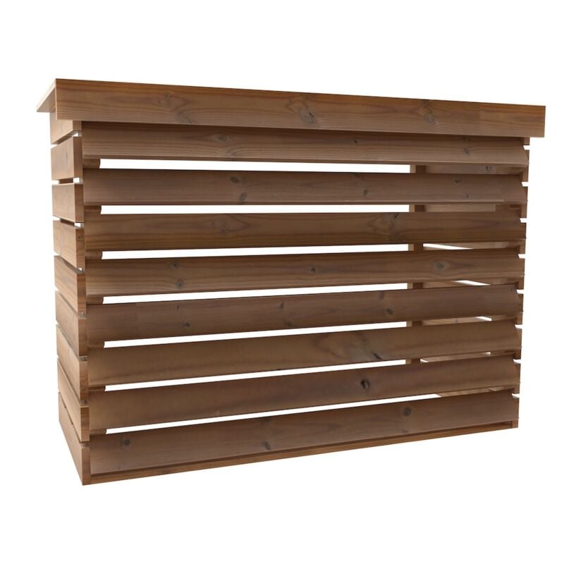 Habrita - Cache climatiseur extérieur - Bois thermochauffé - Ventelles fixes - Fixation murale ou au sol - 0,77 m²