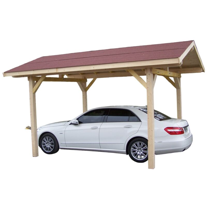 Habrita Carport double pente / couverture bardeau bitumé