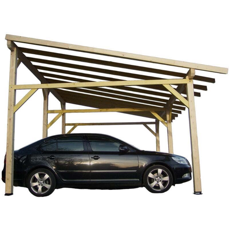 Habrita - Carport double monopente avec préparation pour couverture légère