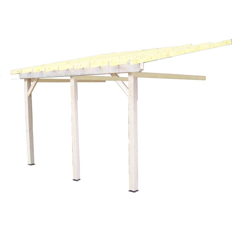 Habrita - Auvent Monopente Mural 28,44 m² – Sapin du Nord Contrecollé – Structure en Bois – Sans Couverture