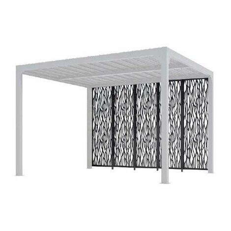 Habrita Foresta - 5 panneaux moucharabieh en acier gris anthracite côté 3,60m pour pergola bioclimatique - PER3630M36