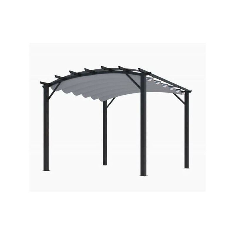 Pergola arche structure mixte aluminium/acier gris anthracite 11,22 m2 toiture gris 140 gr/m2 - PER3433GG - Habrita Foresta
