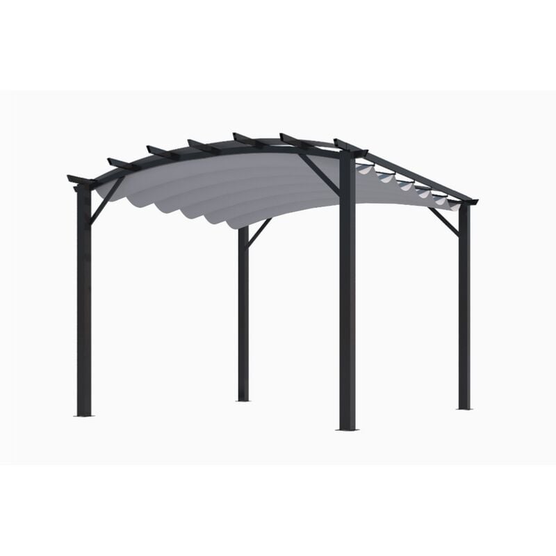 Habrita Foresta Pergola arche structure mixte aluminium/acier gris anthracite 11,22 m2 toiture gris 280 gr/m2 - PER3433GN