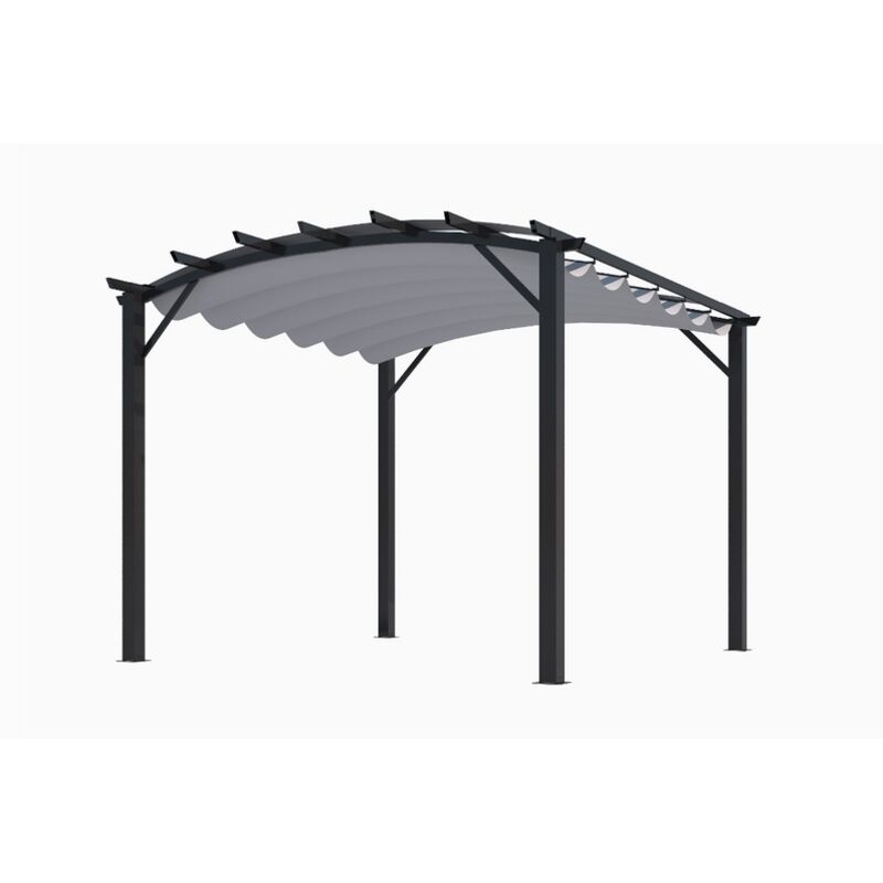 Pergola autoportante aluminium + toile coulissante 3,4 x 3,3 M