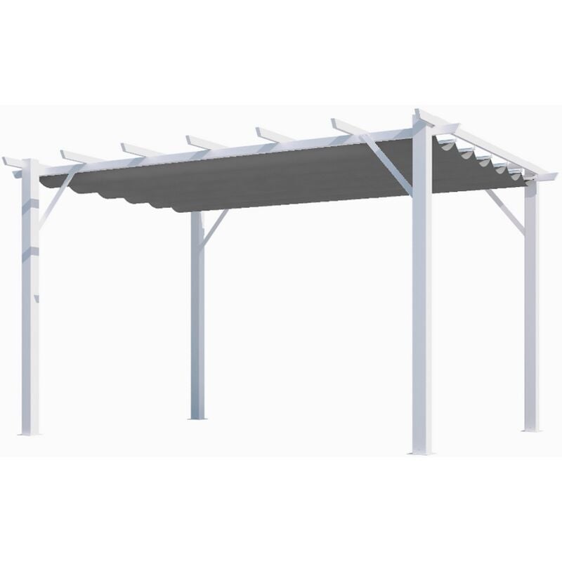 Habrita Foresta - Pergola en aluminium blanc 100x100 mm ép.1,2 mm toiture gris 12 m2 - PER4030WG