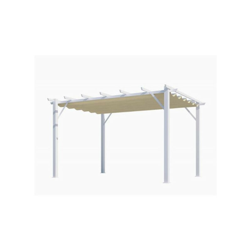 Habrita Foresta Pergola en aluminium blanc 100x100 mm ép.1,2 mm toiture écru 12 m2 - PER4030WE