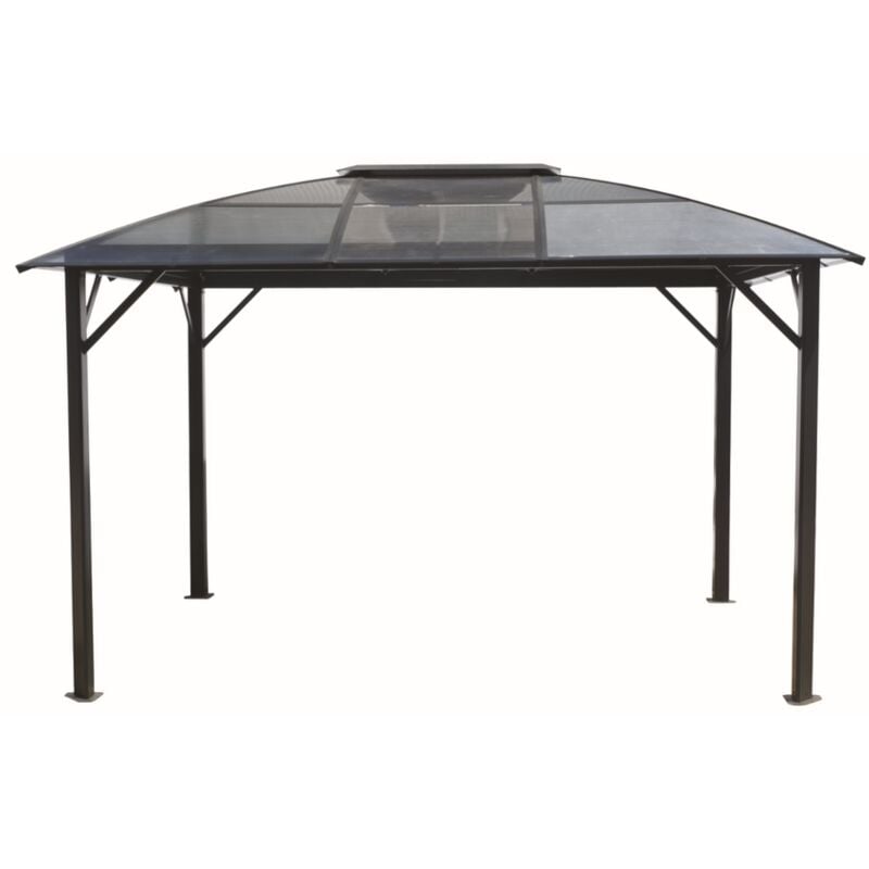 Habrita - Foresta - Gloriette 4 pentes en Aluminium avec rideaux gris anthracite - GL3630AL