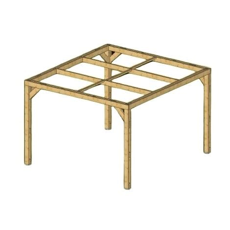 HABRITA Pergola 10,67 m² – Bois Thermochauffé – Toit Plat