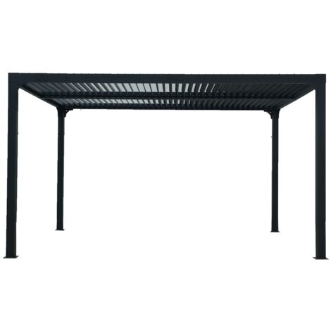 Habrita – Pergola bioclimatique aluminium 360x300cm – Lames orientables 90° – Surface 10,80 m² – Capacité 8 personnes – PER3630BI