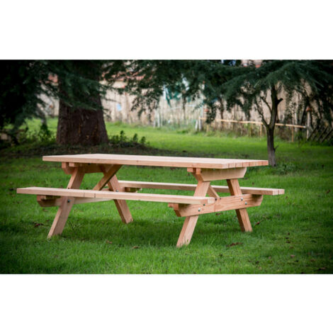 Habrita - Table forestière MUNICH en douglas 190cm 6 personnes Ep. 45mm - SJ-TFD7