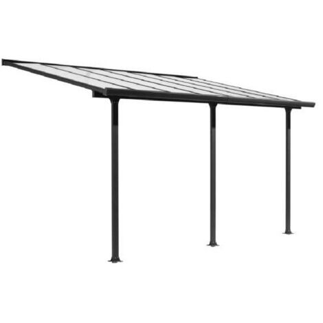 Habrita – Toit terrasse en aluminium gris anthracite 12,83m² – Plaques polycarbonate anti-UV 6mm – Gouttière d'évacuation – TT3042AL