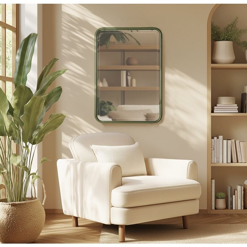 Macabane - haby - Miroir rectangulaire angles arrondis en métal vert