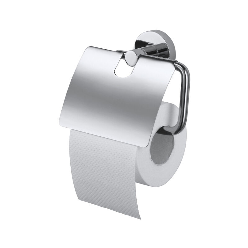Kosmos Porte-rouleau de papier toilette - avec couvercle - chrome - Haceka