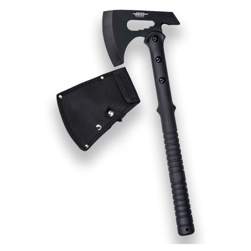 Hache en acier inoxydable. fibre et poignée en nylon. longueur totale 42 cm. fourreau en nylon - JKR638.