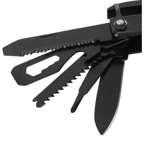 Hache-Marteau Multi-Fonction 15 en 1 Noir - Outil de Survie Camping avec Couteau, Perceuse et Pince - Ensemble de Poche Durable