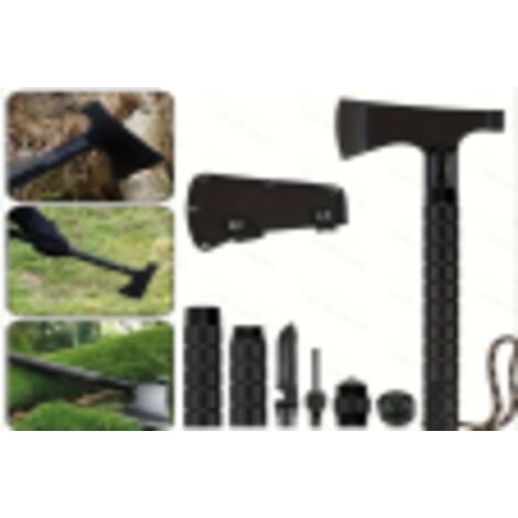 Hache tactique multifonction de camping, lame en acier trempé tranchante, manche antidérapant confortable pour couper bois, brousse et survie extérieure.