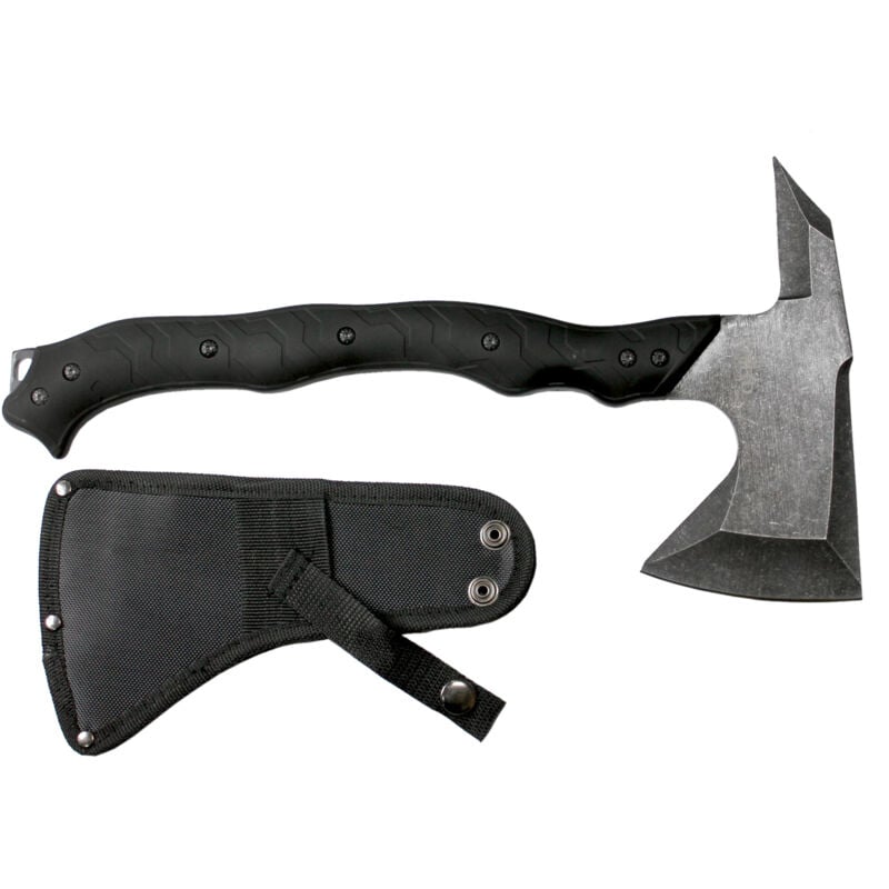 Drillpro - Hache Third en acier inoxydable 420, taille totale 37 cm, mango en abs noir, avec couvercle en nylon, S4101-2