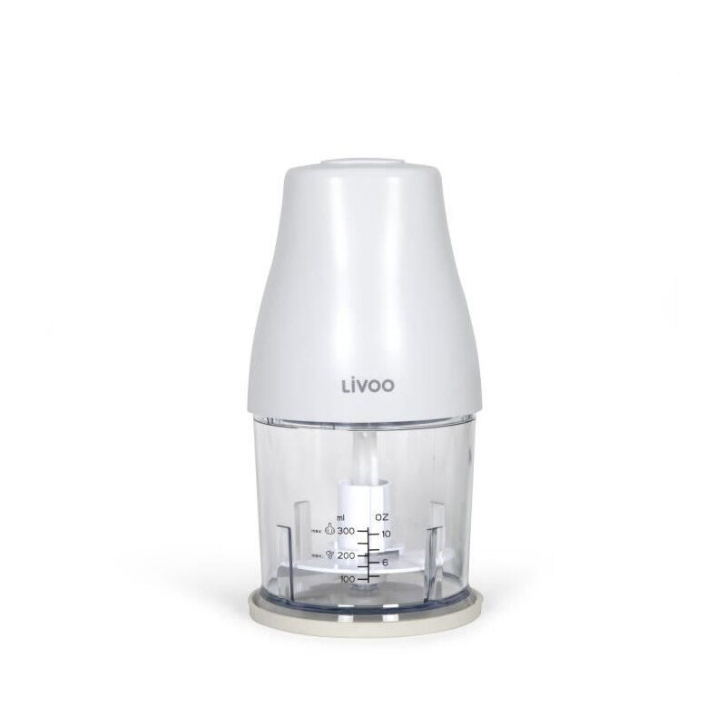 Livoo - Hachoir 300 ml - 400 w - 1 vitesse et fonction turbo - 2 lames en inox - Blanc