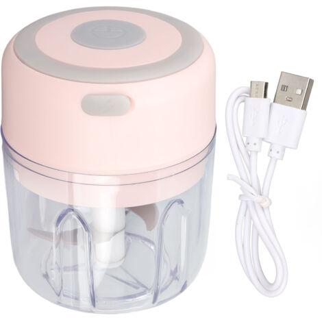 Hachoir à Ail Électrique Mini 250ml - Moteur Puissant en Acier Inoxydable 304 - Capacité Grande - Robot Culinaire Rose