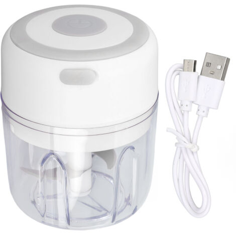 Hachoir à Ail Électrique Mini 250ml, Moteur Puissant et Grande Capacité, Acier Inoxydable 304, Blanc