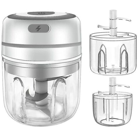 Hachoir à ail électrique, mini hachoir à ail, robot culinaire portable sans fil, pilon à ail, petit hachoir à aliments - blanc