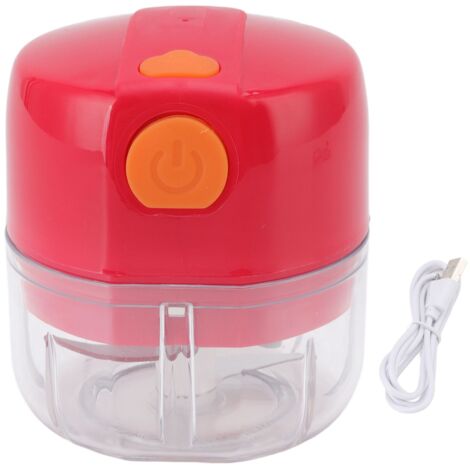 Hachoir à ail portable rouge à double lame, rechargeable par USB, coupe à 360°, capacité de 100 mg, mini hachoir à légumes