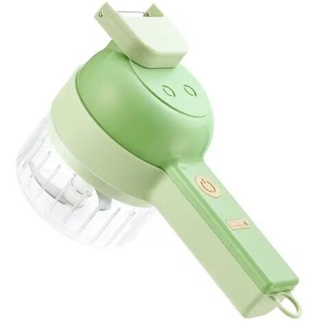 Hachoir à légumes, hachoir électrique portatif pour légumes et ail, hachoir à légumes 4 en 1, coupe-légumes portatif multifonctionnel pour oignons, ail, poivrons, légumes (vert)
