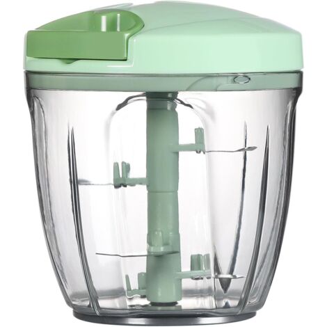Hachoir à légumes manuel, hachoir à ail et à oignons portable à ficelle, 900 ml, vert